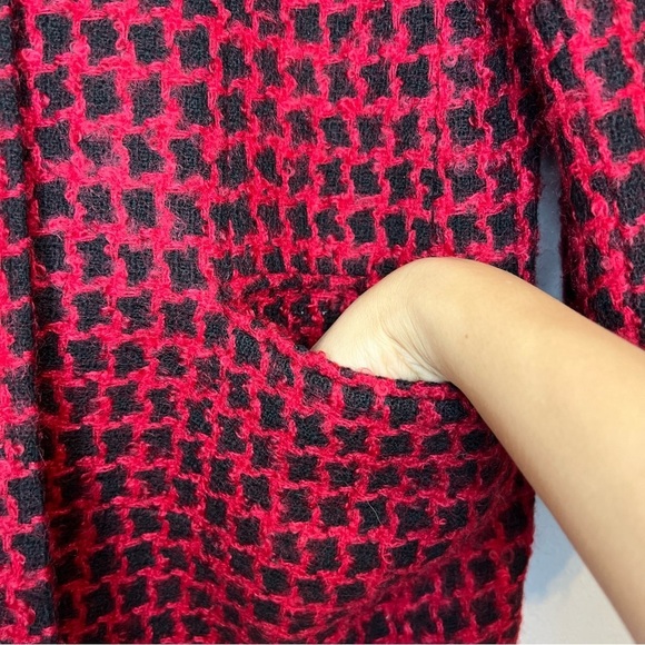 Vintage Lord & Taylor Houndstooth Tweed Blazer Red Black Wool Mohair Sz 10 - Picture 3 of 14
